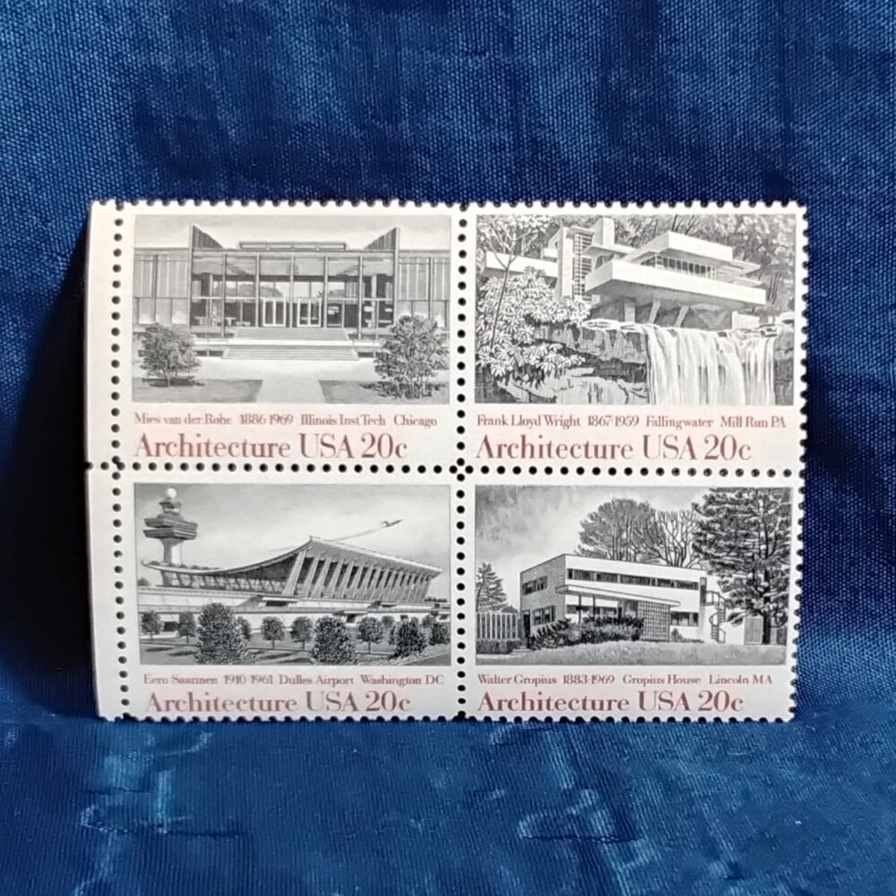 Uncirculated USA 1981 Architecture Block of Four 20 Cent Stamps!!